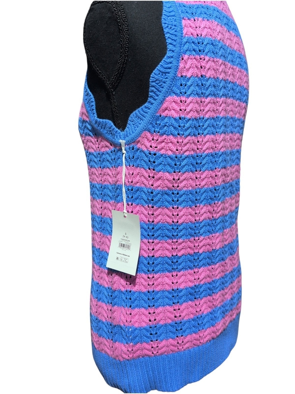 Free Assembly Pink Blue Striped Knit Sweater Vest NWT Small 4-6
